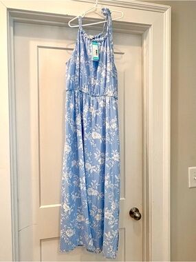 Gilli Katty Sleeveless Linen Blue and White Floral Dress New With Tags! Sz Small